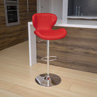 Tabouret de bar contemporain à hauteur ajustable en vinyle rouge avec base chromée (CH-321-RED-GG)-Siège réglable en hauteur par vérin à gaz