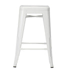 Nicer Furniture Tolix Style Backless Metal Industrial Stack Counter Stool - White-Drain Hole in Seat. Non-Marring Glides. Lightweight Design