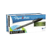 Paper Mate Flexgrip Ultra Ballpoint Pens Retractable – 0.8mm – Black – 12 Pack  -Made from 55% recycled materials