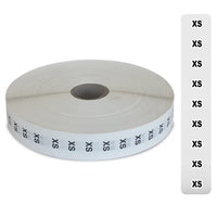 Eddie's Sizer Sticker Strips - XS - Black & White Print on Clear - 3/4"x 4-1/2"  - 1000 Per Roll-black & white print on clear
