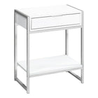 Monarch Specialties 3480 Accent Table - 24"H/Glossy White/Chrome Metal-Spacious rectangular table top finished in a smooth glossy white
