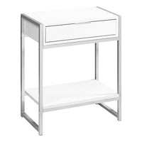 Monarch Specialties 3480 Accent Table - 24"H/Glossy White/Chrome Metal-Spacious rectangular table top finished in a smooth glossy white
