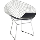 Nicer Furniture Bertoia Style Diamond Wire Chair - Black PU Cushion-Welded stainless steel frame