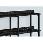 Monarch Specialties 2220 48"L Accent Table - Black Marble/Black Metal Console-Assembly required: Illustrated instructions and all hardware are provided for convenience (additional tools may be needed)