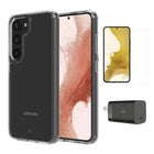 AXS Starter Kit bundle - Ultra Clear Case, Screen Protector and 30w Charger for Samsung Galaxy S23+-Drop-tested, scratch resistant phone case with shock absorbing air pockets