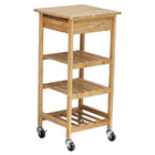 Oceanstar BKC1378 Bamboo Kitchen Trolley-bottom shelf can also act as a bottle storage rack