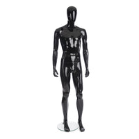 Can-Bramar PL Adult 2-in-1 Full Body and Headless Male Unbreakable Mannequin - 73"H - Glass Base -  Glossy Black-2 in 1 full body and headless mannequin