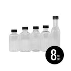 Sandtastik Small Sand Art Bottle Set, 8-Piece Set-Assorted clear bottle shapes with lids