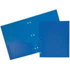 JAM Paper Plastic Heavy Duty 3 Hole Punched Two Pocket School Folder, Blue, 12 Pack (383HPbbug)-Size: 9" x 12"