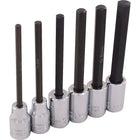 Gray Tools 6 Piece 3/8" Drive Metric, Extra Long Hex Head Socket Set, 4mm-10mm-Contains Sizes: 4, 5, 6, 7, 8, 10mm.
