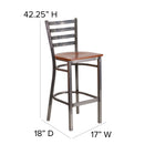 Flash Furniture HERCULES Series Clear Coated Ladder Back Metal Restaurant Barstool - Cherry Wood Seat-Footrest
