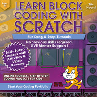 Simply Coding Coding for Kids Learn Block Coding with Scratch Course Age 8 Plus [Digital Download]-Course benefits include: live mentor support, interactive learning content, step by step activities, video reviews and lessons, real coding projects, and free lifetime updates