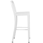 Flash Furniture Commercial Grade 30" High Metal Indoor-Outdoor Barstool with Vertical Slat Back - White - 2 Pack-Curved Vertical Slat Back