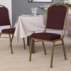 Flash Furniture HERCULES Series Crown Back Stacking Banquet Chair with Gold Frame - Burgundy Patterned Fabric-Upholstered Seat and Back