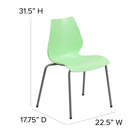 Flash Furniture HERCULES Series Stack Chair with Lumbar Support & Silver Frame - Green - 5 Pack-Limited Lifetime Warranty on Frame