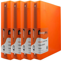 JAM Paper Plastic 3 Ring Binder, 3 Inch, Orange, 4 Pack (821T3org)-Size: 3"