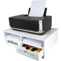 Victor Wood Printer Stand, Pure White (W1130)-Dimensions: 8"H x 22"W x 15 1/4"D