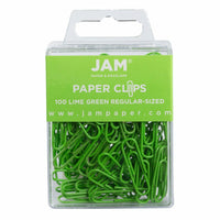 JAM Paper Colored Standard 1" Paper Clips - Lime Green - 3 Packs of 100-Color: Lime Green