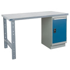 Kleton Workbench, Wood Filled Steel Top, 1 Pedestal and 1 Door, 36"W x 60"L x 34"H-34" overall height