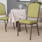 Flash Furniture HERCULES Series Crown Back Stacking Banquet Chair in Moss Fabric - Gold Vein Frame-Upholstered Seat and Back