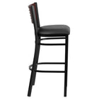 Flash Furniture HERCULES Series Black Slat Back Metal Restaurant Barstool - Mahogany Wood Back, Black Vinyl Seat - 2 Pack-Black Vinyl Upholstered Seat