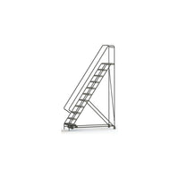 Tri-Arc Manufacturing Aluminum Rolling Ladder, Step Width: 24", Step Type: Ribbed, No. of Steps: 11 (WLAR111244)-No. of Steps: 11