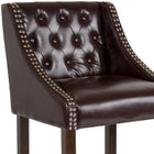 Flash Furniture Carmel Series 30" High Transitional Tufted Walnut Barstool with Accent Nail Trim - Brown LeatherSoft - 2 Pack-Padded Seat with CAL 117 Fire Retardant Foam