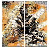 Designart Red Hazardous Behavior Street Art Canvas Artwork, (PT3633-2-40-40)-Print