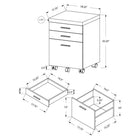 Monarch Specialties 7051 3-Drawer Filing Cabinet - White/Cement-Look -Assembly Required