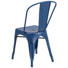 Flash Furniture Commercial Grade Distressed Antique Metal Indoor-Outdoor Stackable Chair - Blue-Seat Drain Holes assist in drying