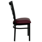 Flash Furniture HERCULES Series Black Window Back Metal Restaurant Chair - Burgundy Vinyl Seat - 2 Pack-Burgundy Vinyl Upholstered Seat