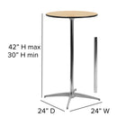 Flash Furniture 24" Round Wood Cocktail Table with 30" & 42" Columns-Chrome Column Finish