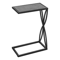 Monarch Specialties 3305 Accent Table - 25"H/Grey Stone-Look/Black Metal-C-shaped accent table with a base that can be slid underneath sofas for convenience