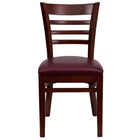 Flash Furniture HERCULES Series Ladder Back Mahogany Wood Restaurant Chair - Burgundy Vinyl Seat-Wood Chair