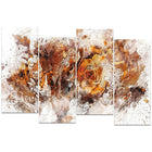 Designart Light Brown Flowers 4-Panel Canvas Art Print, (PT3414-1-271)-Print