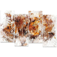 Designart Light Brown Flowers 4-Panel Canvas Art Print, (PT3414-1-271)-Print