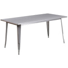 Flash Furniture 31.5'' x 63'' Rectangular Silver Metal Indoor-Outdoor Table Set with 6 Stack Chairs (ET-CT005-6-30-SIL-GG)-31.50"W x 63"D x 29.50"H