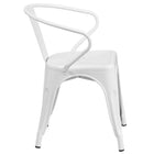 Flash Furniture Chaise pour intérieur / extérieur en métal blanc avec appuis-bras-Dossier courbé avec latte verticale
