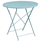 30'' Round Sky Blue Indoor-Outdoor Steel Folding Patio Table Set with 4 Square Back Chairs [CO-30RDF-02CHR4-SKY-GG]-Designed for Indoor and Outdoor Use