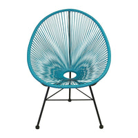 Plata Import Acalco Chair, Blue Seat, Black Frame (WR-1350-BLU)-Lounge Chair