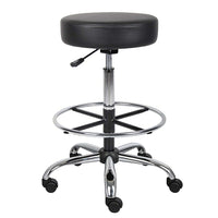 Nicer Furniture Backless Caressoft Medical Drafting Stool - Black-Upholstered in durable polyethylene for easy maintenance and cleaning.