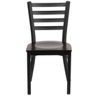 Flash Furniture HERCULES Series Black Ladder Back Metal Restaurant Chair - Walnut Wood Seat - 2 Pack-Set of 2 Metal Dining Chairs