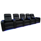 Valencia Verona Leather Air Home Theatre LED Manual Recliner, 5-Seats, Black (5-BLK-ML)-Wrapped in Premium Leather Air