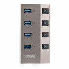 StarTech 4-Port Self-Powered USB-C Hub with Individual On/Off Switches - Space Grey-Made of Aluminum