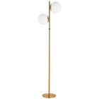 Dainolite Folgar Contemporary Incandescent Floor Lamp - 2 Lights - Aged Brass with White Opal Glass -Aged Brass