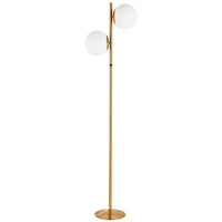 Dainolite Folgar Contemporary Incandescent Floor Lamp - 2 Lights - Aged Brass with White Opal Glass -Aged Brass