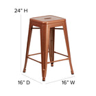 Flash Furniture Commercial Grade 24" High Backless Copper Indoor-Outdoor Counter Height Stool-Copper Powder Coated Frame Finish