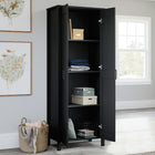 Sauder Sauder Select 2-Door Storage Cabinet - Raven Oak-One fixed shelf for home office supplies, books, and more