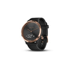 Garmin – Montre intelligente vivomove HR avec capteur de fréquence cardiaque, or rose, bracelet en silicone noir (petit/moyen)-Profitez d'une très belle montre au style classique dotée d'un écran tactile dissimulé