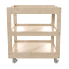Flash Furniture Bright Beginnings Commercial 3 Shelf Square Space Saving Wooden Mobile Classroom Storage Cart - Natural-Reachable Height Ideal for Toddler through Early Elementary